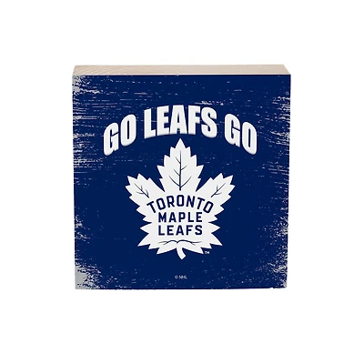 Toronto Maple Leafs 6" Square Fan Chant Wood Block Shelf Sign