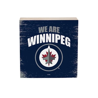 Winnipeg Jets 6" Square Fan Chant Wood Block Shelf Sign