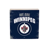 Winnipeg Jets 6" Square Fan Chant Wood Block Shelf Sign