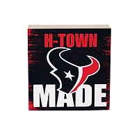Houston Texans 6" Square Fan Chant Wood Block Shelf Sign