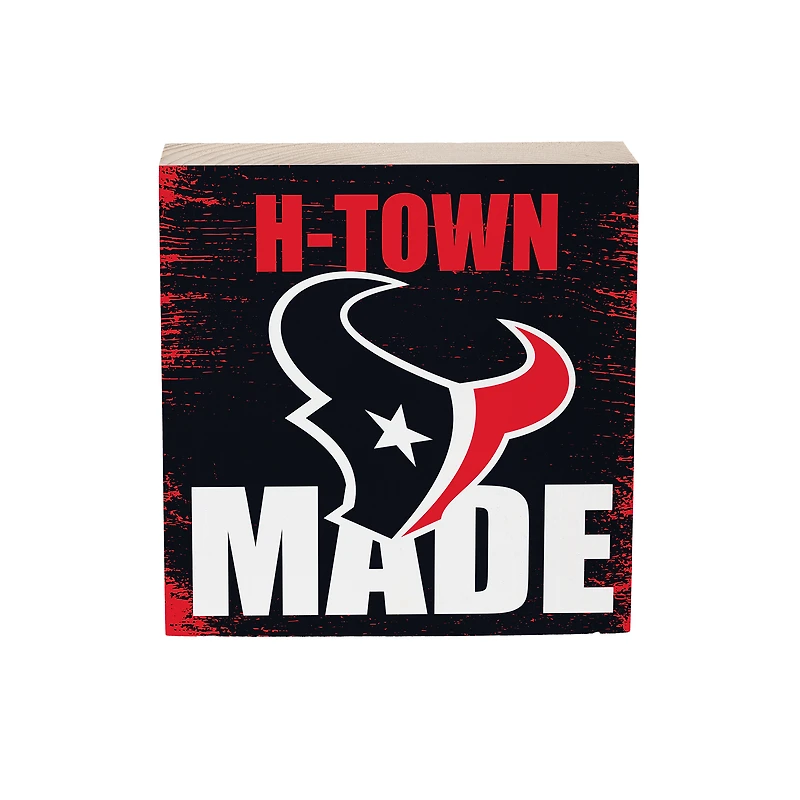 Houston Texans 6" Square Fan Chant Wood Block Shelf Sign