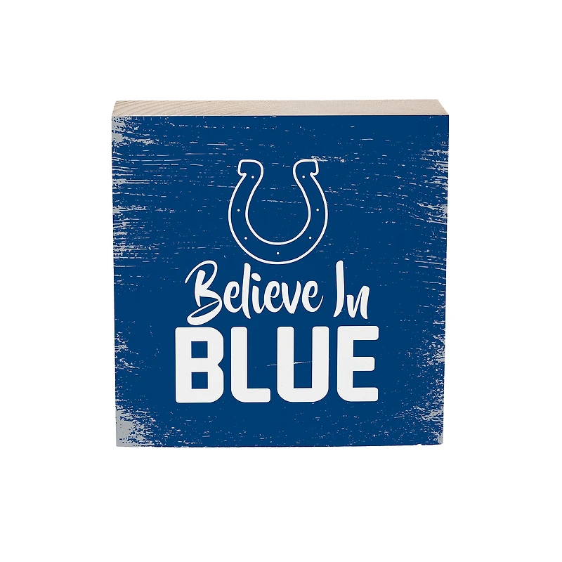 Indianapolis Colts 6" Square Fan Chant Wood Block Shelf Sign