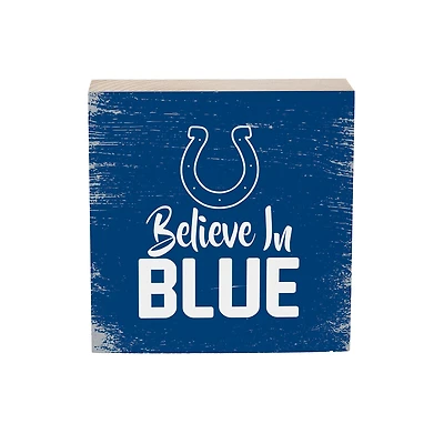 Indianapolis Colts 6" Square Fan Chant Wood Block Shelf Sign
