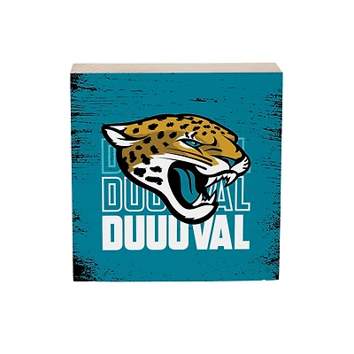 Jacksonville Jaguars 6" Square Fan Chant Wood Block Shelf Sign