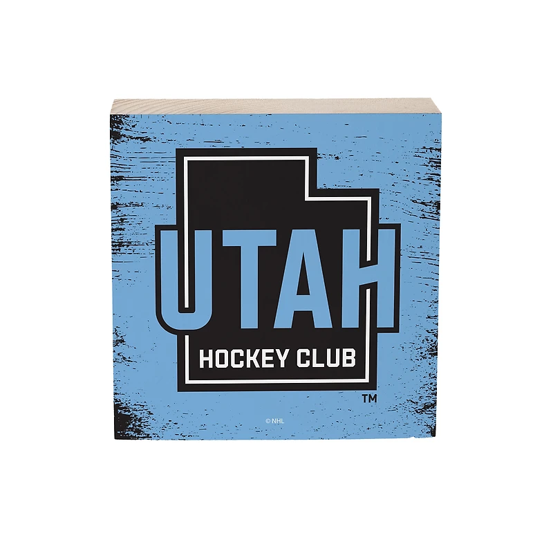 Utah Hockey Club 6" Square Fan Chant Wood Block Shelf Sign