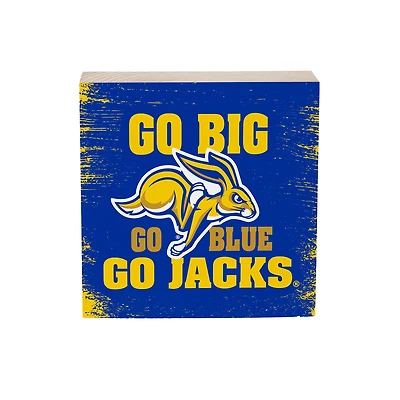 South Dakota State Jackrabbits 6" Square Fan Chant Wood Block Shelf Sign