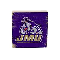 James Madison Dukes 6" Square Fan Chant Wood Block Shelf Sign