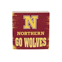 Northern State University Wolves 6" Square Fan Chant Wood Block Shelf Sign