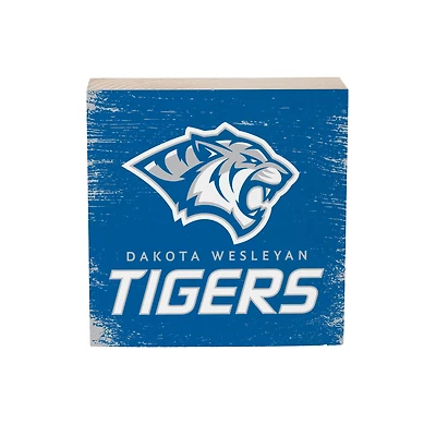Dakota Wesleyan Univeristy Tigers 6" Square Fan Chant Wood Block Shelf Sign