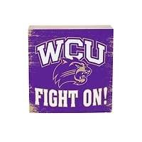 Western Carolina Catamounts 6" Square Fan Chant Wood Block Shelf Sign