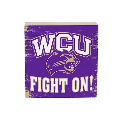 Western Carolina Catamounts 6" Square Fan Chant Wood Block Shelf Sign
