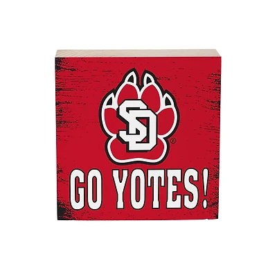 South Dakota Coyotes 6" Square Fan Chant Wood Block Shelf Sign