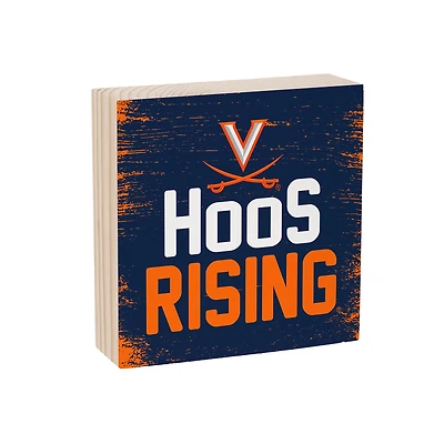 Virginia Cavaliers 6" Square Fan Chant Wood Block Shelf Sign
