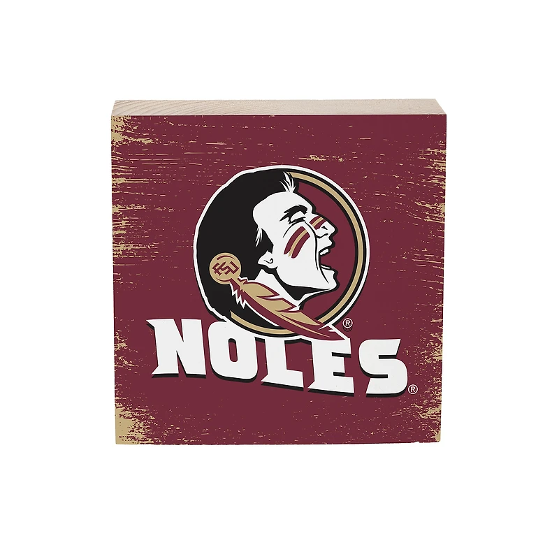 Florida State Seminoles 6" Square Fan Chant Wood Block Shelf Sign