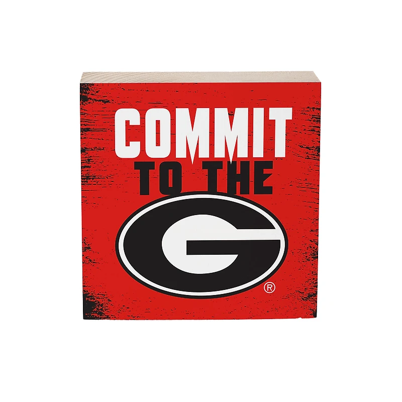Georgia Bulldogs 6" Square Fan Chant Wood Block Shelf Sign