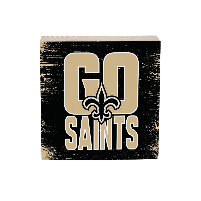 New Orleans Saints 6" Square Fan Chant Wood Block Shelf Sign
