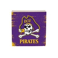 ECU Pirates 6" Square Fan Chant Wood Block Shelf Sign