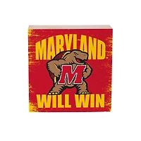 Maryland Terrapins 6" Square Fan Chant Wood Block Shelf Sign