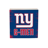 New York Giants 6" Square Fan Chant Wood Block Shelf Sign