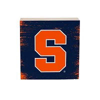 Syracuse Orange 6" Square Fan Chant Wood Block Shelf Sign