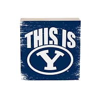BYU Cougars 6" Square Fan Chant Wood Block Shelf Sign