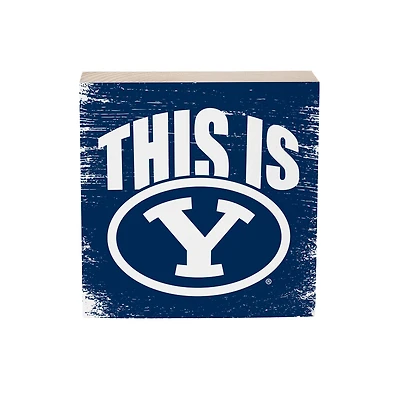 BYU Cougars 6" Square Fan Chant Wood Block Shelf Sign