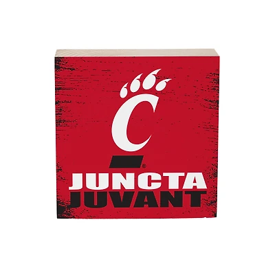 Cincinnati Bearcats 6" Square Fan Chant Wood Block Shelf Sign
