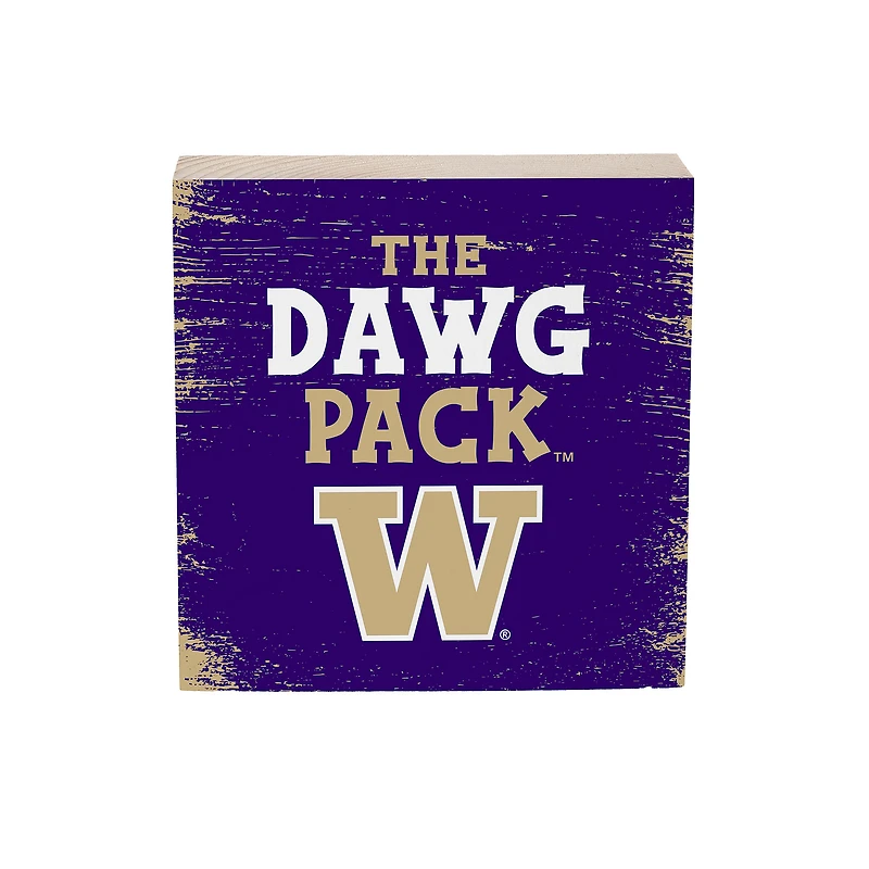 Washington Huskies 6" Square Fan Chant Wood Block Shelf Sign