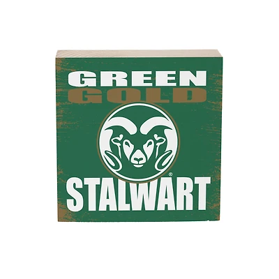 Colorado State Rams 6" Square Fan Chant Wood Block Shelf Sign