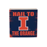 Illinois Fighting Illini 6" Square Fan Chant Wood Block Shelf Sign
