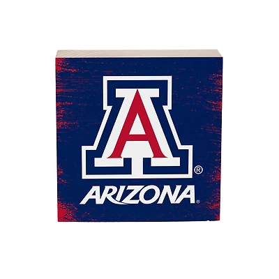 Arizona Wildcats 6" Square Fan Chant Wood Block Shelf Sign