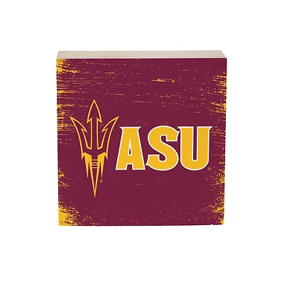 Arizona State Sun Devils 6" Square Fan Chant Wood Block Shelf Sign