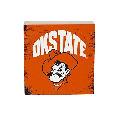 Oklahoma State Cowboys 6" Square Fan Chant Wood Block Shelf Sign