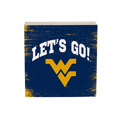 West Virginia Mountaineers 6" Square Fan Chant Wood Block Shelf Sign