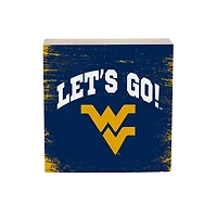 West Virginia Mountaineers 6" Square Fan Chant Wood Block Shelf Sign