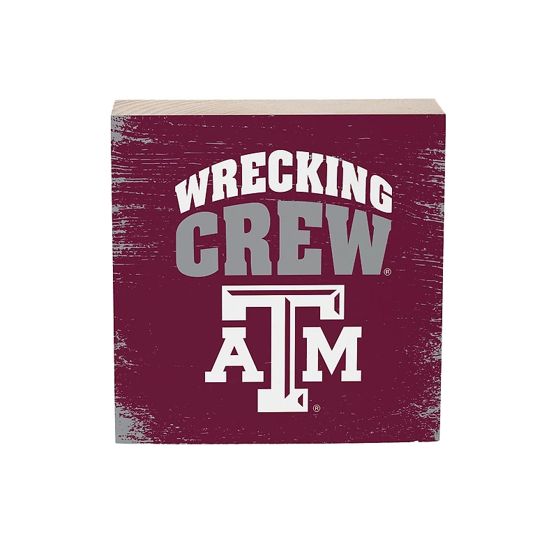 Texas A&M Aggies 6" Square Fan Chant Wood Block Shelf Sign