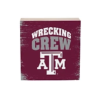 Texas A&M Aggies 6" Square Fan Chant Wood Block Shelf Sign