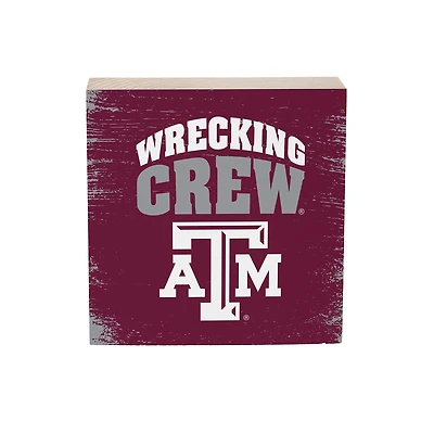 Texas A&M Aggies 6" Square Fan Chant Wood Block Shelf Sign