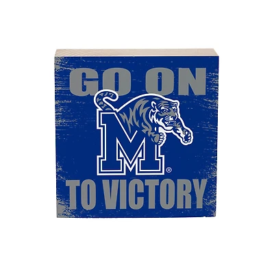 Memphis Tigers 6" Square Fan Chant Wood Block Shelf Sign