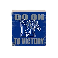 Memphis Tigers 6" Square Fan Chant Wood Block Shelf Sign