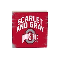 Ohio State Buckeyes 6" Square Fan Chant Wood Block Shelf Sign