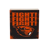 Oregon State Beavers 6" Square Fan Chant Wood Block Shelf Sign