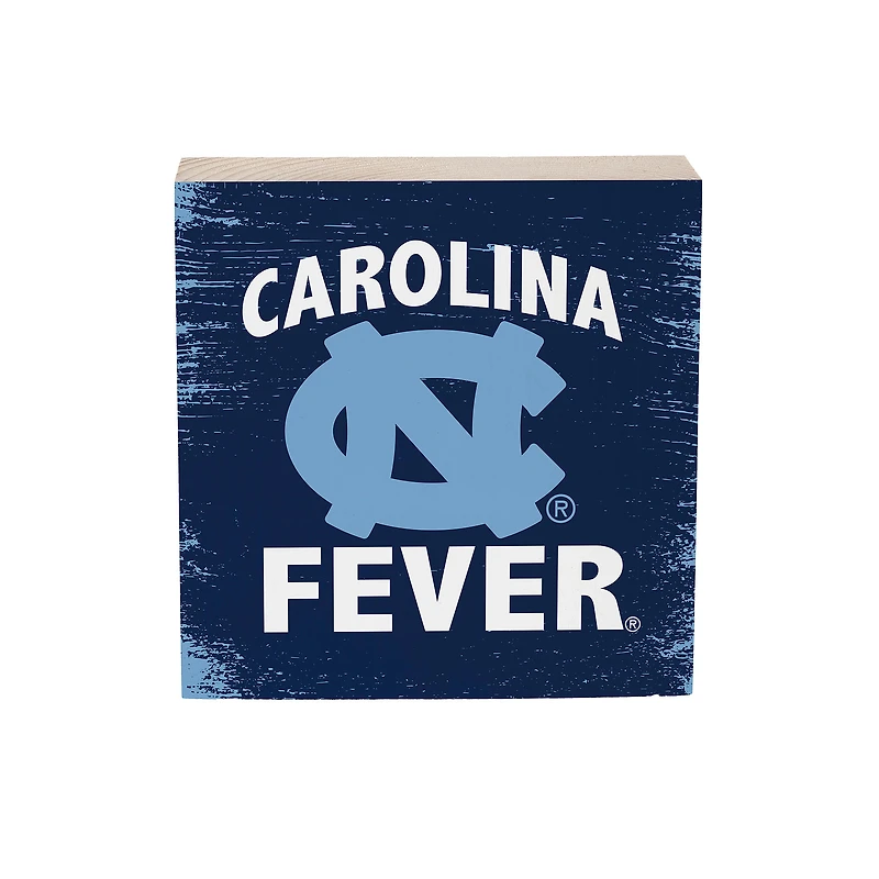 North Carolina Tar Heels 6" Square Fan Chant Wood Block Shelf Sign