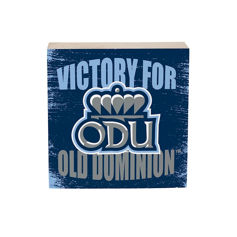 Old Dominion Monarchs 6" Square Fan Chant Wood Block Shelf Sign