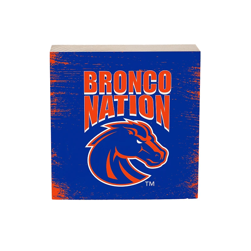 Boise State Broncos 6" Square Fan Chant Wood Block Shelf Sign