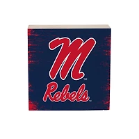 Ole Miss Rebels 6" Square Fan Chant Wood Block Shelf Sign