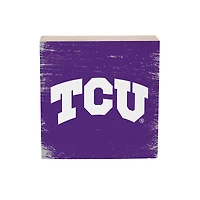 TCU Horned Frogs 6" Square Fan Chant Wood Block Shelf Sign