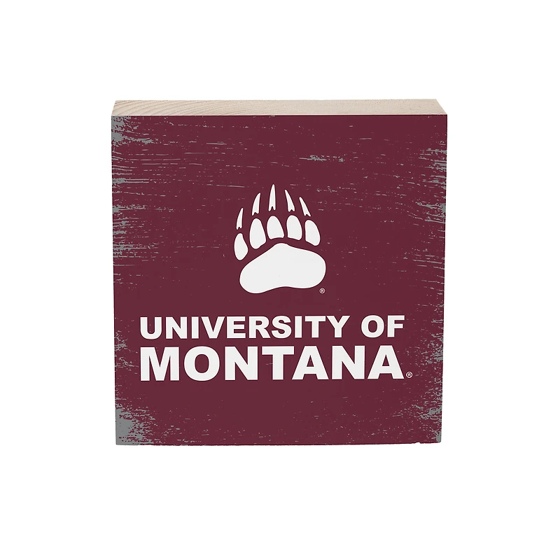 Montana Grizzlies 6" Square Fan Chant Wood Block Shelf Sign