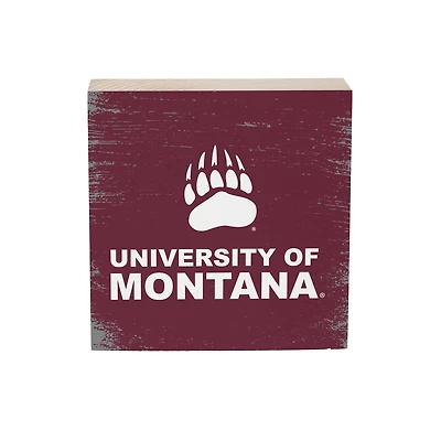 Montana Grizzlies 6" Square Fan Chant Wood Block Shelf Sign