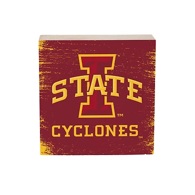 Iowa State Cyclones 6" Square Fan Chant Wood Block Shelf Sign